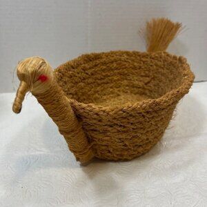 Hand Woven Straw Natural Fiber Bird Turkey Basket